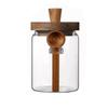 With Wooden Lid Coffee Bean Storage Jar With Wood Spoon Clear Spice Storage Tank  Seasoning