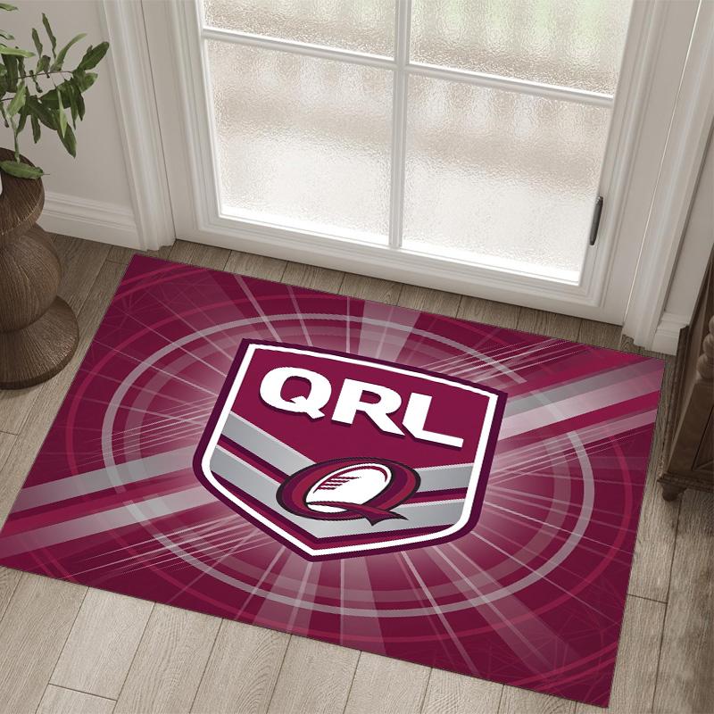 Queensland Maroons Design Crystal Velvet Carpet Cozy Non?Slip Printed Rug For Bedroom Living Room Entrance