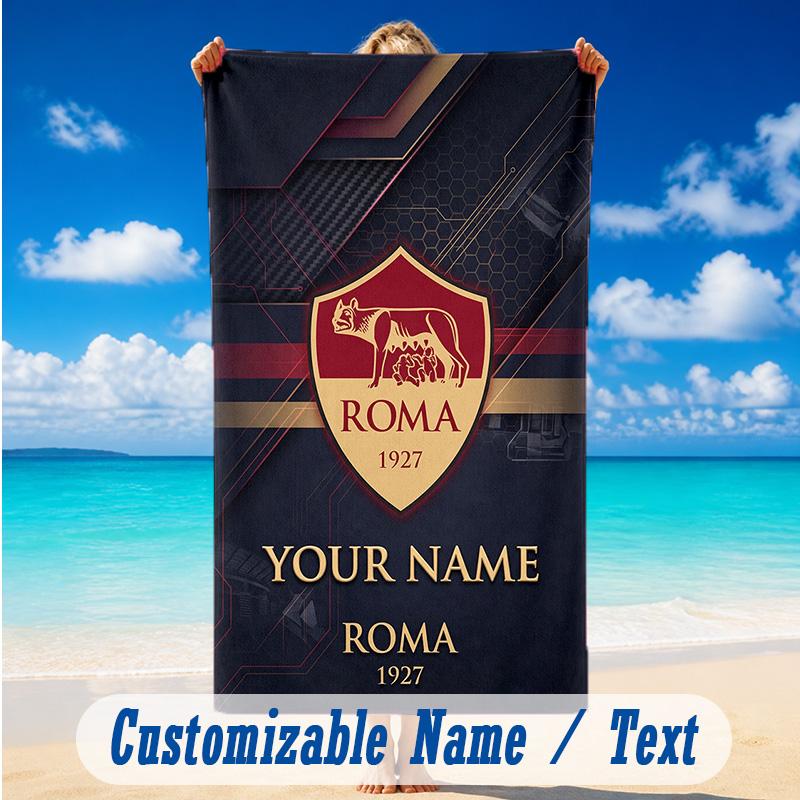 Beach Towel Custom Name Text, Quick Dry Large Towel For Beach HomeAS Roma