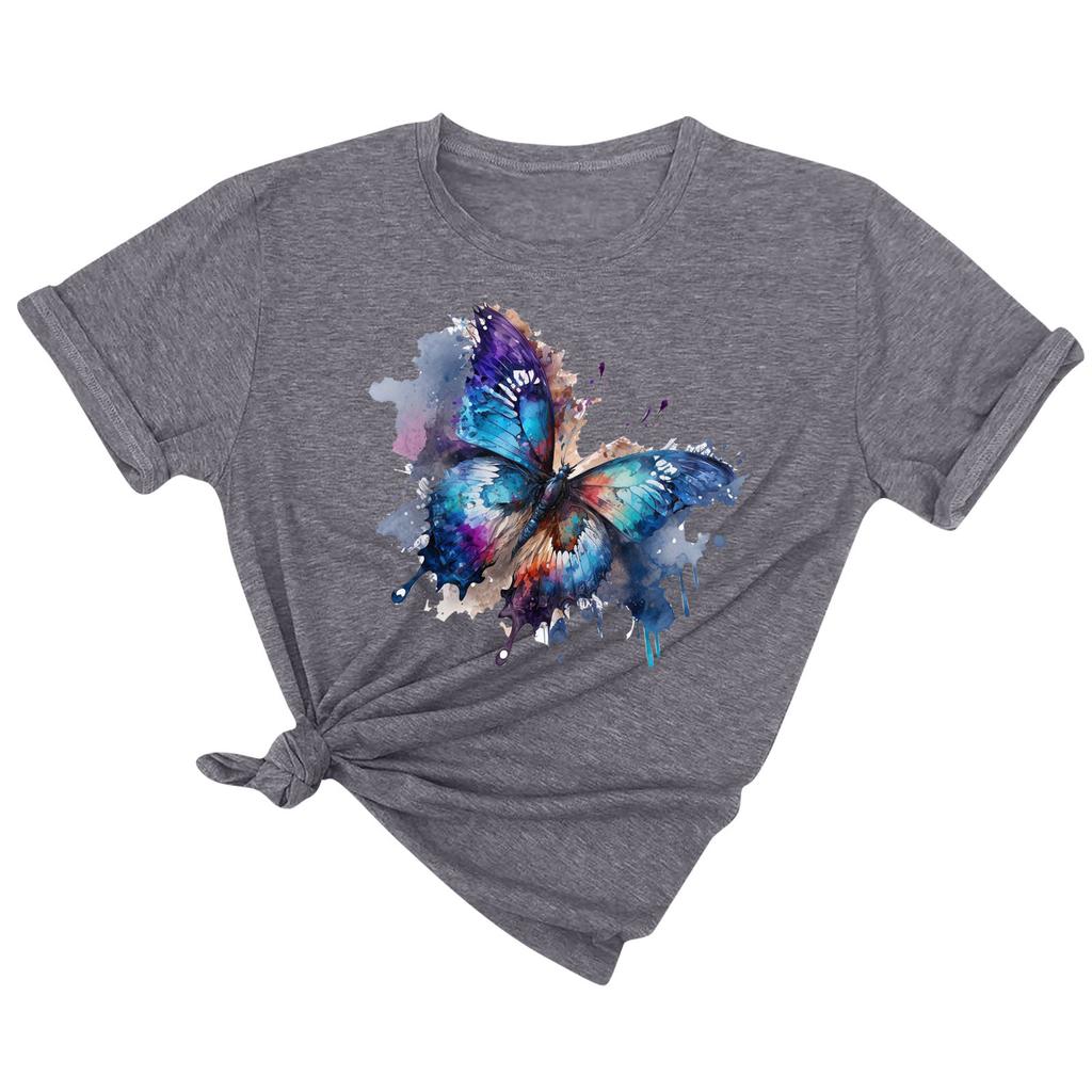 Женская модная повседневная футболка с коротким рукавом и круглым вырезом с принтом, пуловер, топ