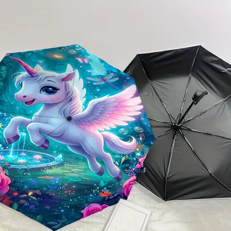 1PC Unicorn Umbrella-8-Rib Reinforced, Automatic Open, Lightweight & Durable, Fashion Accessory for Outdoor, J0399