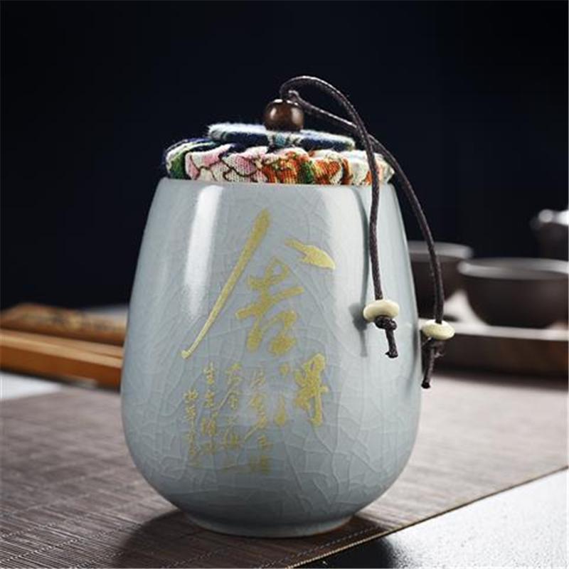 Чайница Ge Kiln Celadon, керамическая герметичная емкость для хранения в китайском стиле, декоративная фарфоровая банка для дома, влагостойкая банка для чая