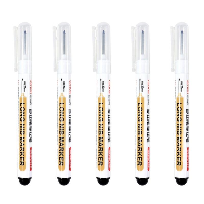 5pcs Long Nib Marker Pens Waterproof, Fast Drying Deep Reach Marker Perfect for Deep Holes in Metal and Wood Crafts