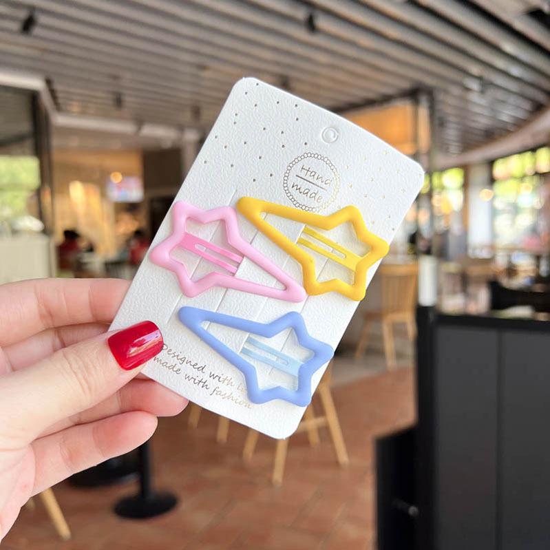 3 шт., матовые заколки для девочек, овальные, треугольные и квадратные заколки для волос со звездами для детей, заколки для волос, заколки для волос Click Clack