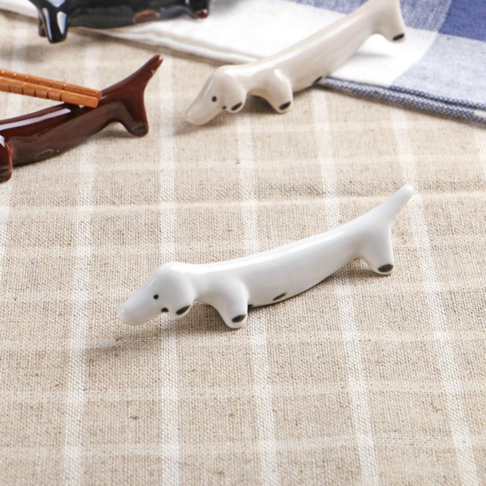 Ceramic Elegant Cute Puppy Shaped Dinnerware Stand Chopsticks Holder Tableware Rack Chopstick Rest