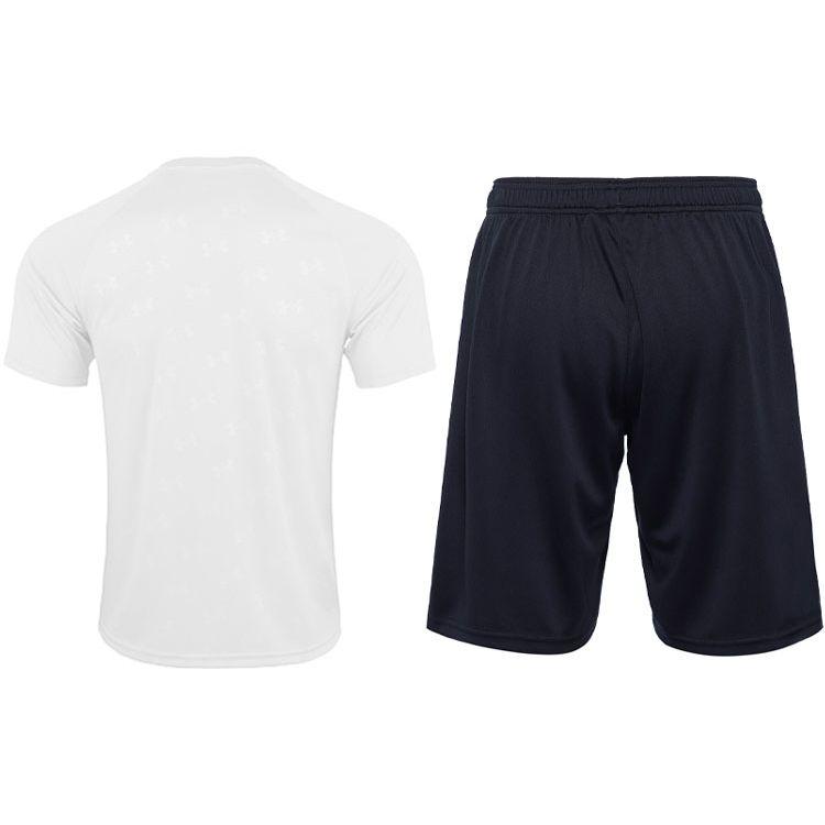 Under Armour Футболка с коротким рукавом и принтом логотипа, дышащая, тренировочные шорты для баскетбола, повседневный спортивный комплект, мужские комплекты 21500531-100+21500201-001