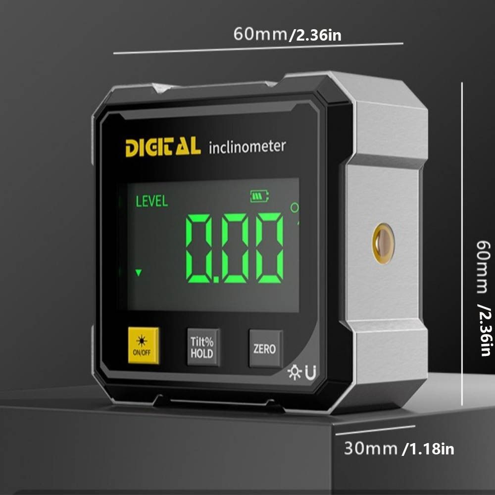 Четырехсторонний угломер с цифровым дисплеем, точный уровень, транспортир, инклинометр, компактный угломер 360 градусов