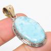 Natural Republic Larimar Gemstone 925 Solid Sterling Silver Pendant 1.75" B0H27