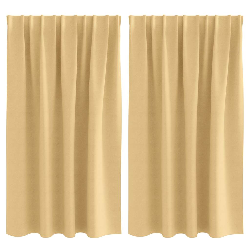 Blackout Curtains with Rings 2 pcs Beige 140 x 140 cm
