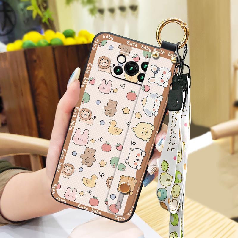 Dirt-resistant Wrist Strap Phone Case For Xiaomi Poco X3 NFC/X3 Pro Durable Cartoon Shockproof Waterproof Protective