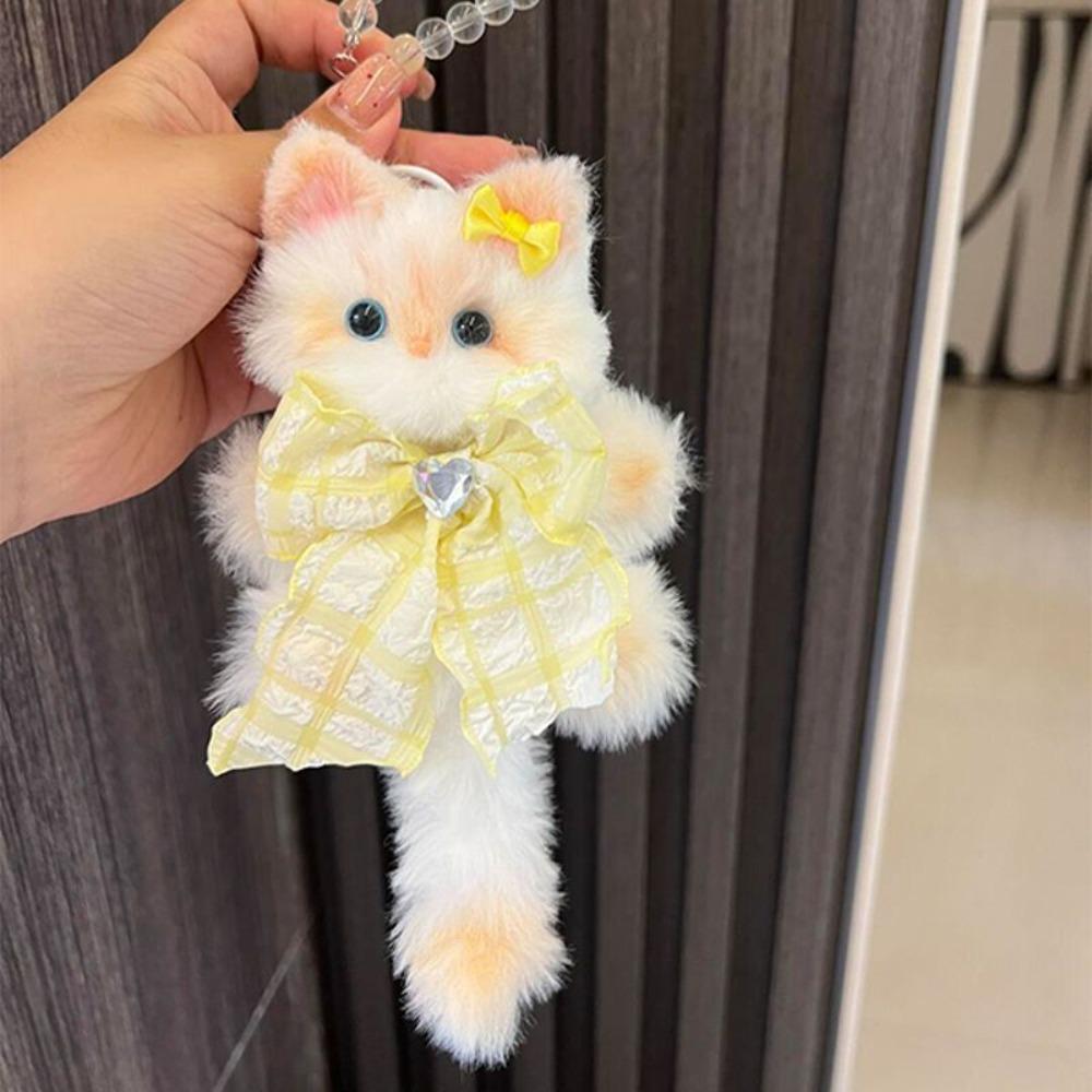 Kawaii Twisty Stick Little Cat Pendant Plush Kitten Pendant Material Package Girls Children Toys