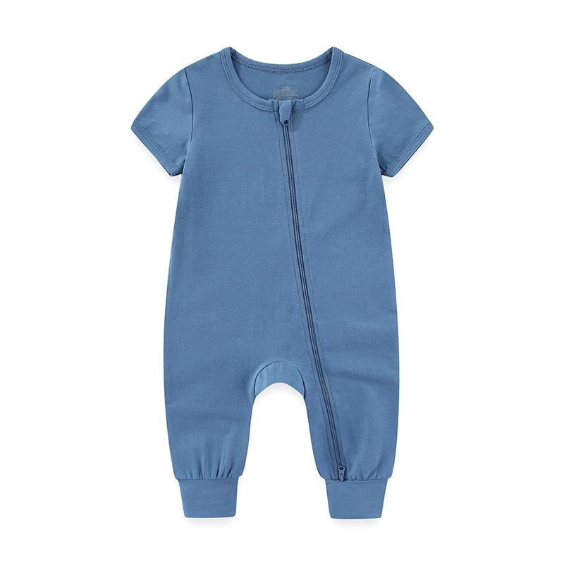 Модный комбинезон с коротким рукавом на молнии для новорожденных мальчиков и девочек, хлопковая мягкая одежда