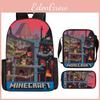 Printed Minecraft Cartoon Backpack Student Schoolbag Shoulder Bag Pencil Bag
