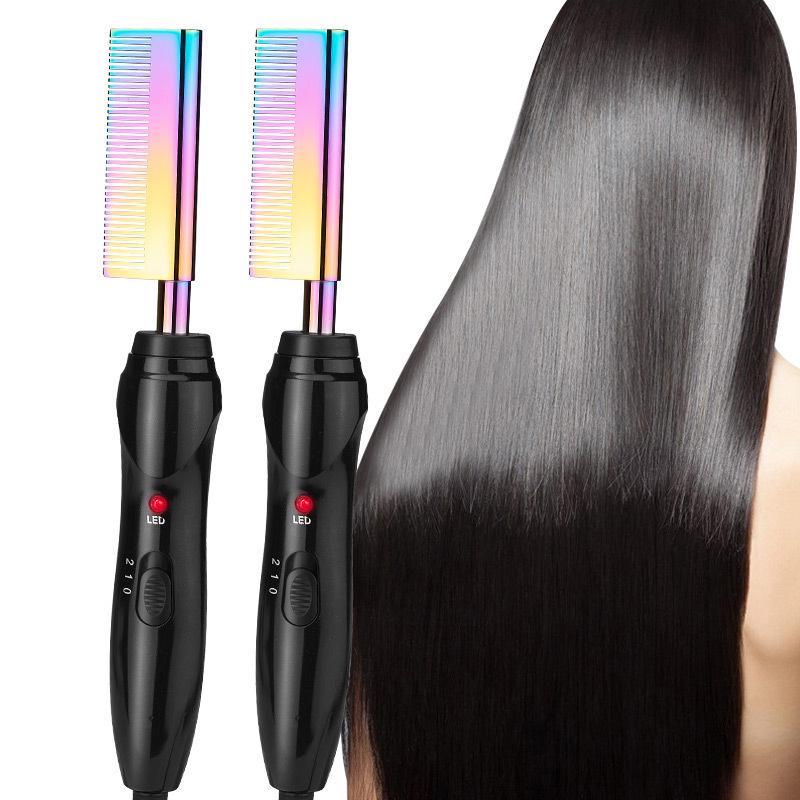 WAIKIL Electroplating Gradient Curling and Straightening Comb for Hair and Beard Styling