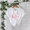 Pure Cotton Pink Heart-shaped Round-neck Loose Short-sleeved Casual Pure Cotton T-shirt