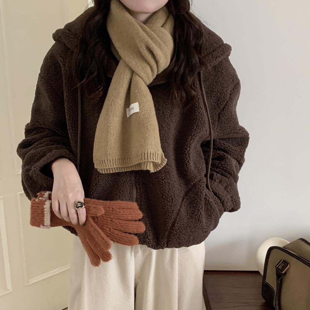 Однотонный теплый шарф женский универсальный шерстяной мягкий восковой парный шарф в стиле колледжа японский прилив