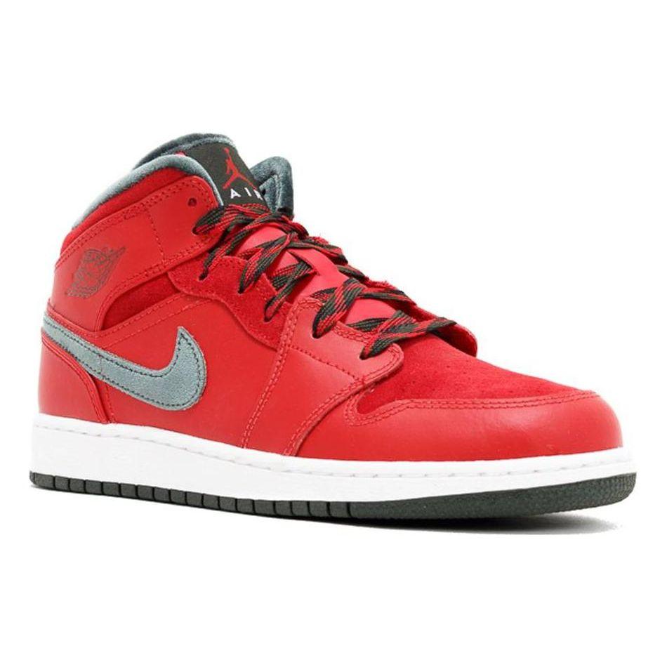 Air Jordan 1 Mid Premium BG Varsity Red Детские кроссовки Темно-армейский-Белый 619049-631