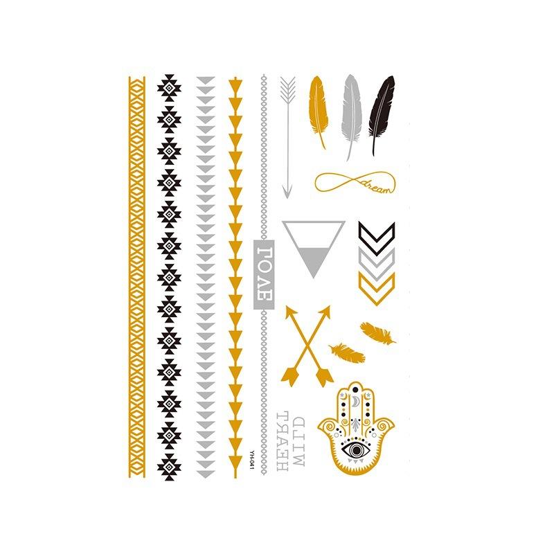 Yh ретро большая бронзовая татуировка наклейка водонепроницаемая татуировка наклейка Amazon набор горячая серебристая цветная печать наклейка