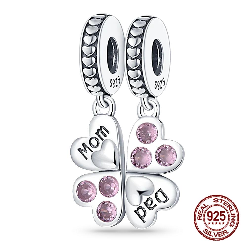 Медные Шармы в форме сердца для дочери и мамы, подходят для браслетов с диаметром отверстия 4 мм, изысканные украшения DIY на День матери в подарок