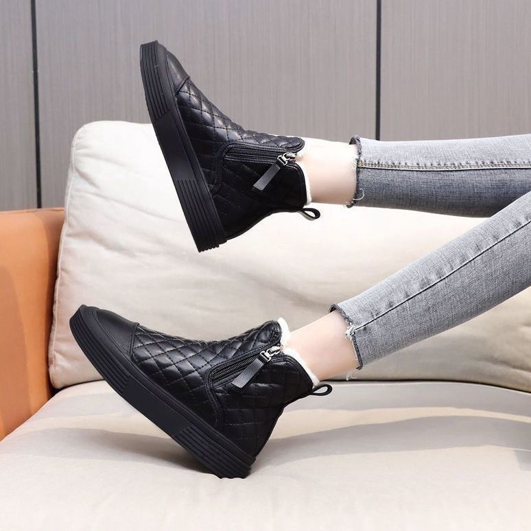 Fashion Women's Shoes Silver Shoe Flat Footwear Elastic Snow Boots Woman Low Ankle Booties Green Winter 2024 Waterproof Boot Warm Trendy