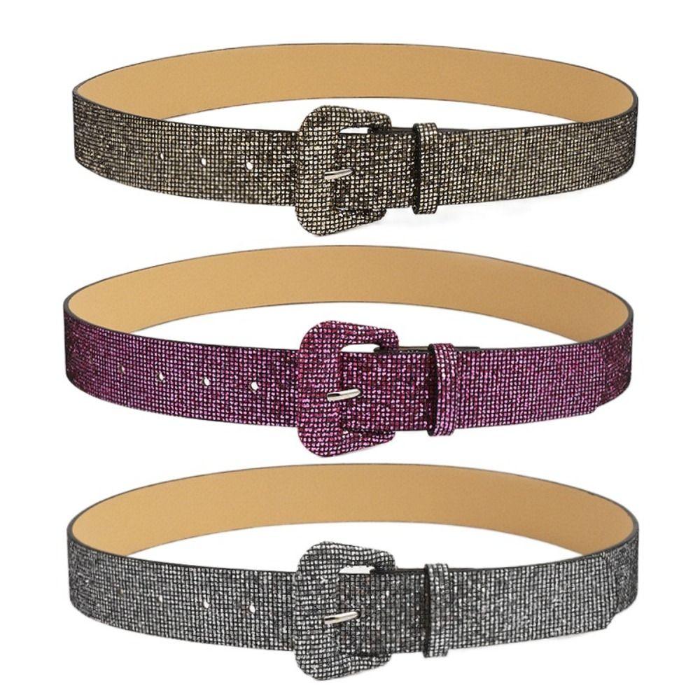 Широкий пояс с блестящими пайетками и металлической пряжкой Y2k, украшение на талию из стразов для женщин/девушек