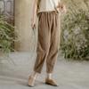 Женские винтажные брюки до щиколотки с эластичной резинкой на талии, летние брюки с высокой талией, повседневные брюки