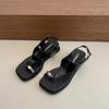 Retro one-word buckle clip foot flat-soled set of toe sandals women's 2025 summer new soft-soled toe Roman open-toed sandals