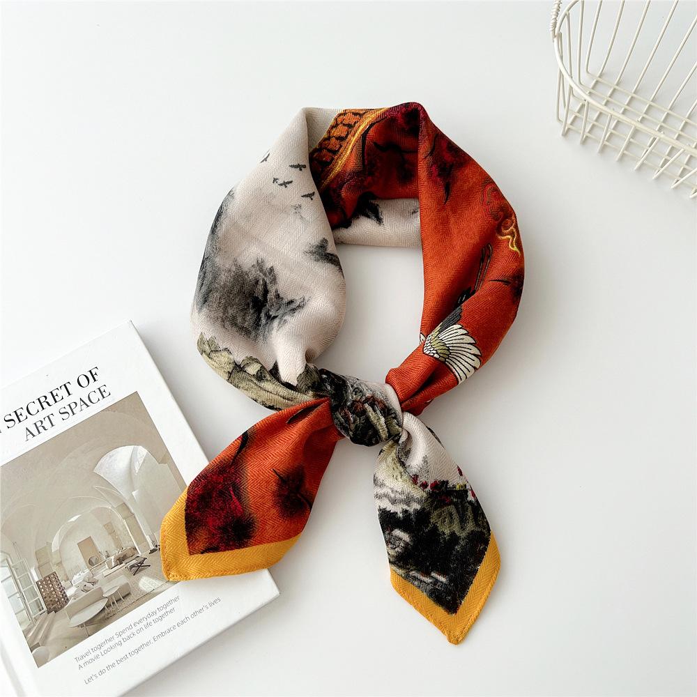 65 Fashion Style Cotton And Hemp Small Square Scarf For Women'S Professional Decoration Scarf Dual Use Shawl Outer Wear Spring And Autumn Scarf
