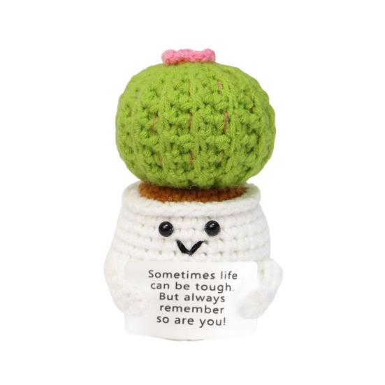 Вязание крючком позитивных горшечных растений с картой Эмоциональная поддержка ручная работа вязание подсолнух суккулент