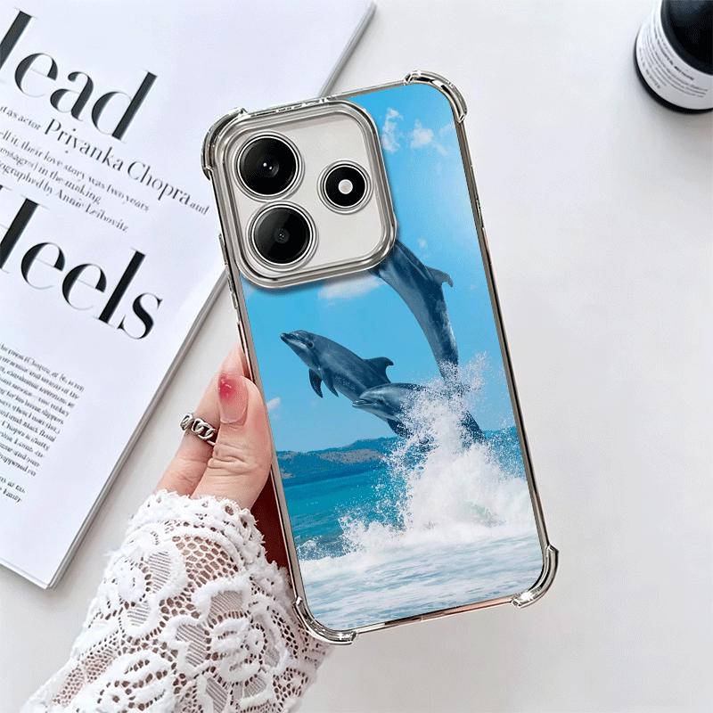 Милый Дельфин из Океана Мягкий Чехол для Телефона Для Xiaomi Redmi Note 14 15 Pro Plus 13 12 11S 11T 5G 10 9S 9 Покрытие Защита от Падения Fundas