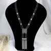 Unique Vintage Rectangular Pendant Necklace Pendant Necklace with Multiple Chains, Tassels and Versatile Accessories - Fashion Women's Accessories