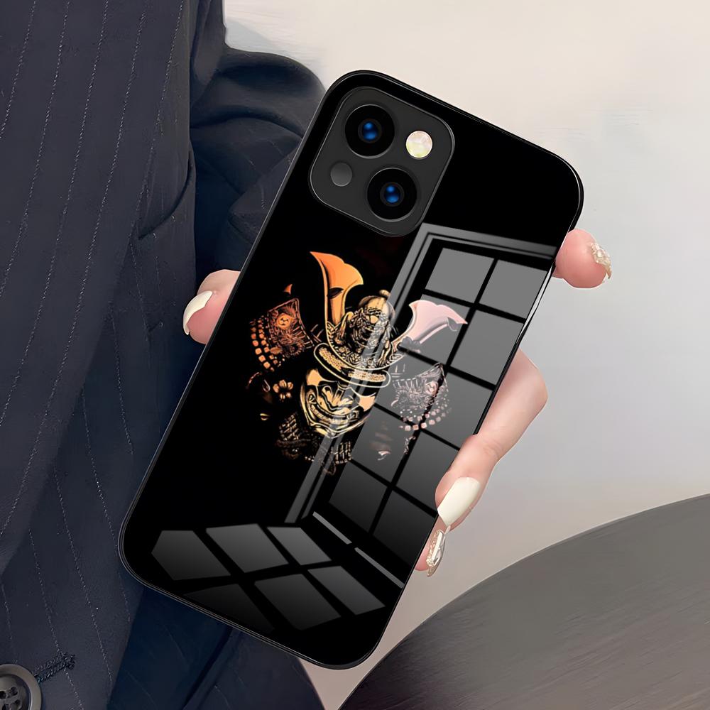 Чехол для телефона Самурайская маска Для iPhone 17 Pro Max 15 Pro 16 14 Plus 12 13 Mini 11 Pro Ударопрочная стеклянная крышка