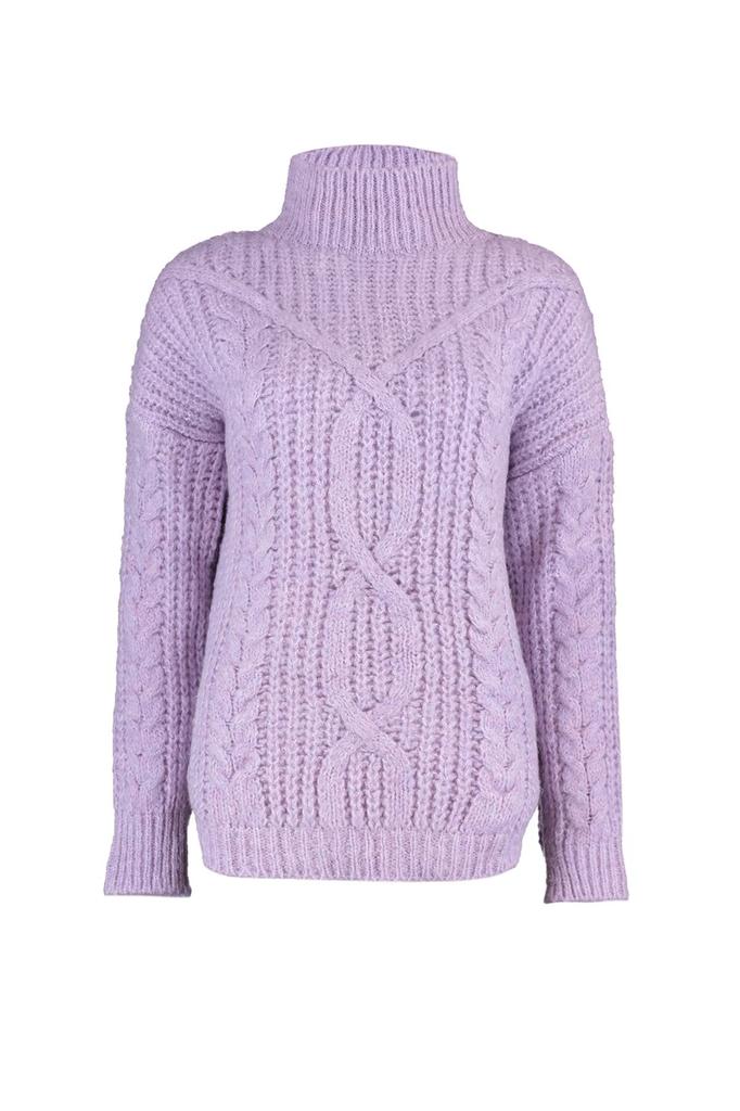 Women's Fashion New Sweater Navy Blue Soft Textured High Collar Knitwear Sweater