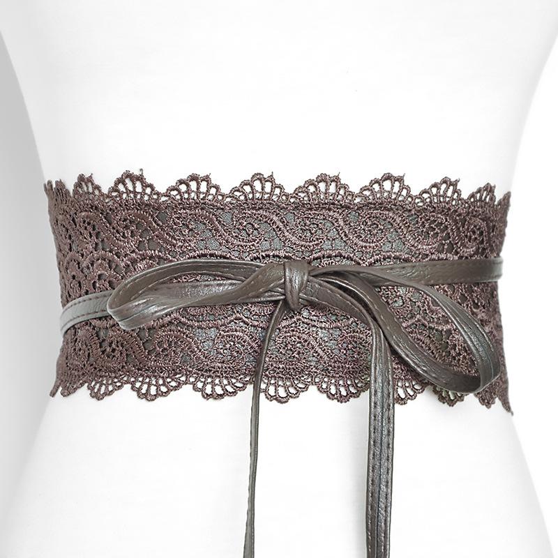 Mary European and American Ladies Multi-Color Optional Wide Waist Seal Lace Decoration Wide Belt Women's Leather