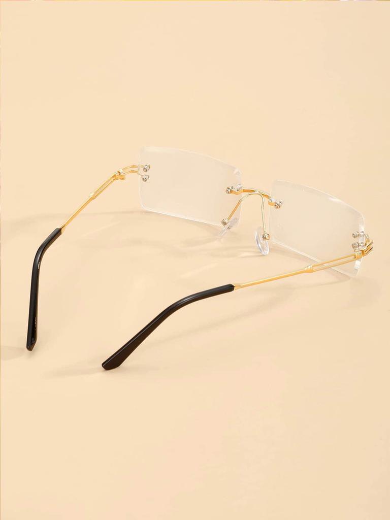 1 шт. Модные прямоугольные очки без оправы из металла для женщин, прозрачные очки для мужчин, повседневные очки для фотосъемки, аксессуары для одежды.