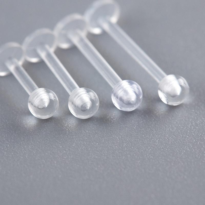 10Pcs Clear Acrylic Lip Stud Piercing Ring Ear Cartilage Earring Bar Tragus
