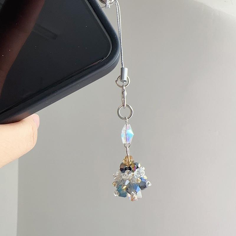 Cute Christmas Mobile Phone Straps Bead Christmas Tree Keychain Lanyard Bag Pendant Decoration Year Gift