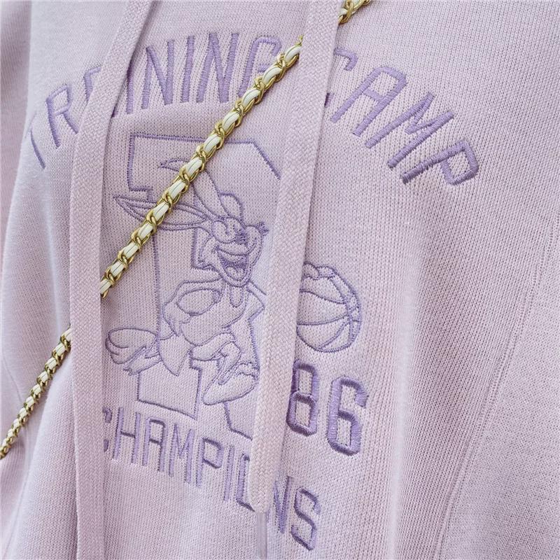 Вышитый цветочный бархатный свитер с капюшоном - женский осенне-зимний дизайн в стиле аниме с мультяшным рисунком