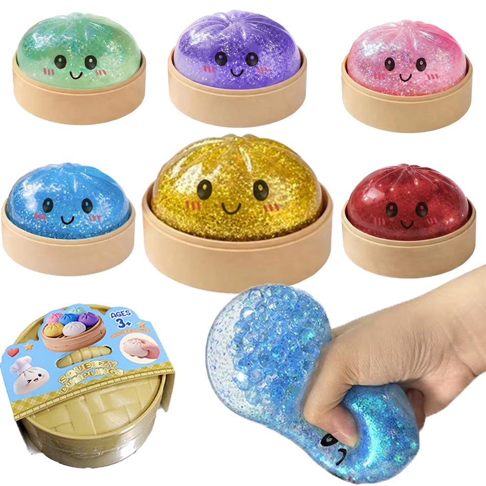 Новые 1-12 шт. Блестящие пельмешки Squishy с коробкой, Сенсорная игрушка-сжималка «Пельмешки» для снятия стресса