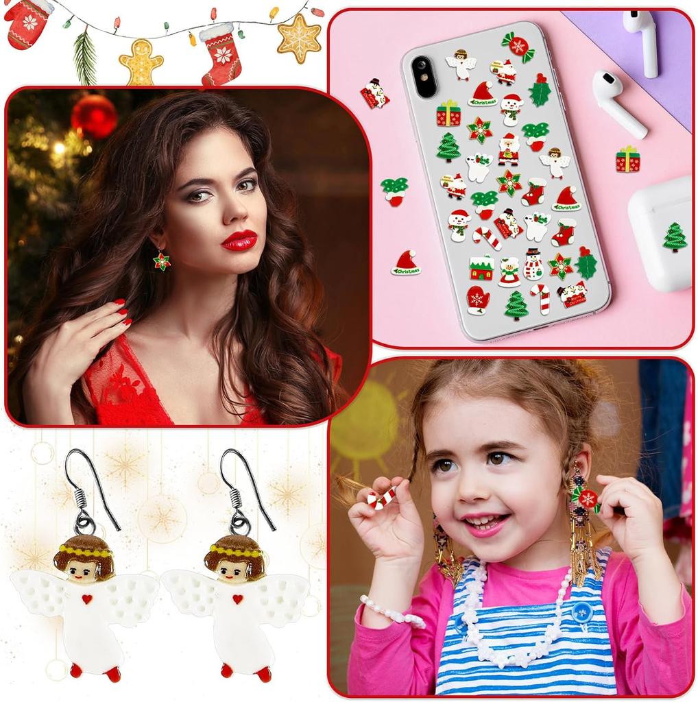 10 шт. Рождественские подвески из смолы для поделок Бусины-подвески в виде слизи с плоской задней поверхностью Смоляные принадлежности Мини рождественские украшения Поделок Украшения для скрапбукинга своими руками