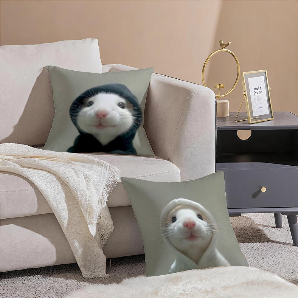 Kwaii Anime Cute Mouse Cushion Cover Pillowcase Short Plush Invisible zipper Room Sofa Cushion Cover