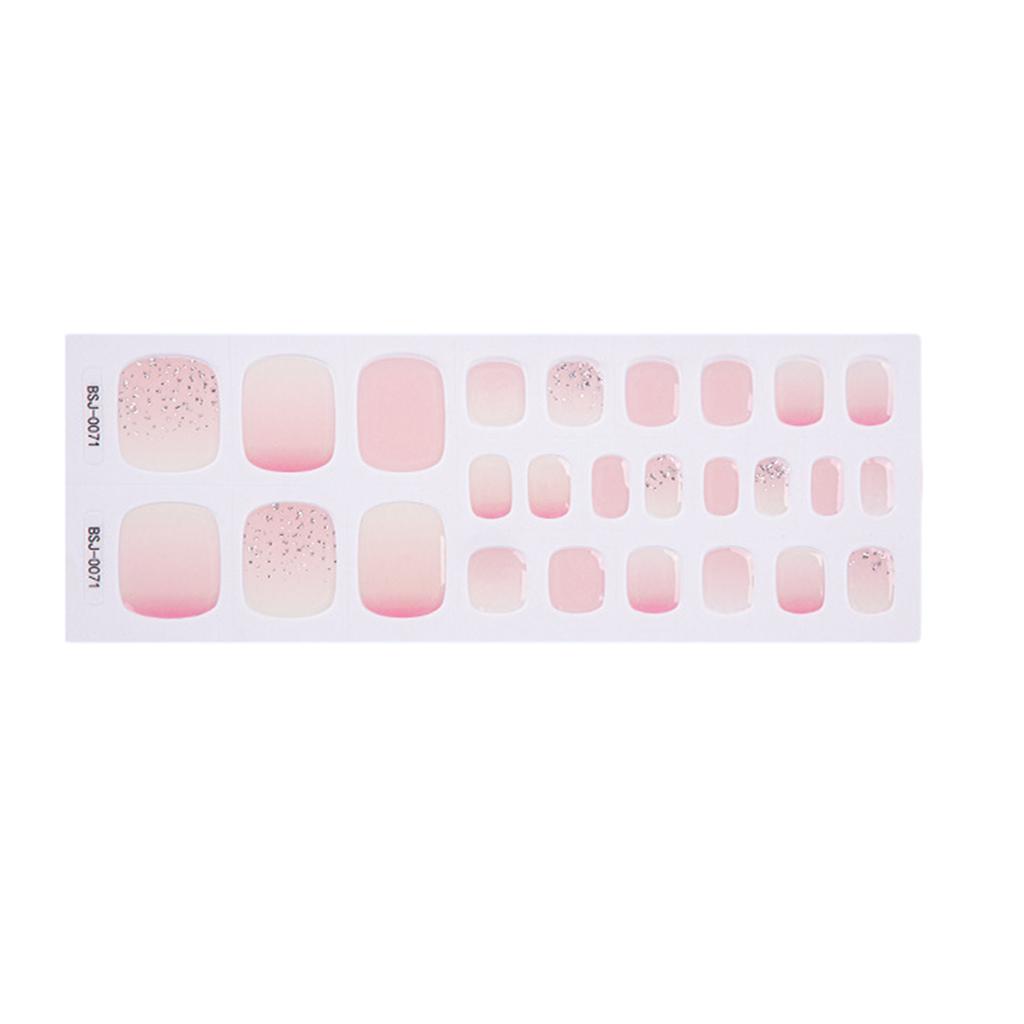 Sparkles Toenail Polish Strips Semi Cured Gel Toenail Strips Toenail Stickers Full Nail Wraps Pedicure Gel Nail Stickers