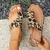 Новые летние женские модные леопардовые сандалии на танкетке, удобная толстая подошва, пляжный стиль, леопардовая обувь