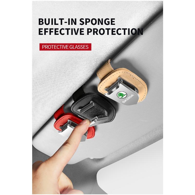 Автомобильный солнцезащитный козырек, коробка для очков, зажим для солнцезащитных очков, держатель для карт и билетов, подставка для Skoda Fabia Kodiaq Kamiq Superb Yeti Octavia Enyaq Rapid Karoq Derivati