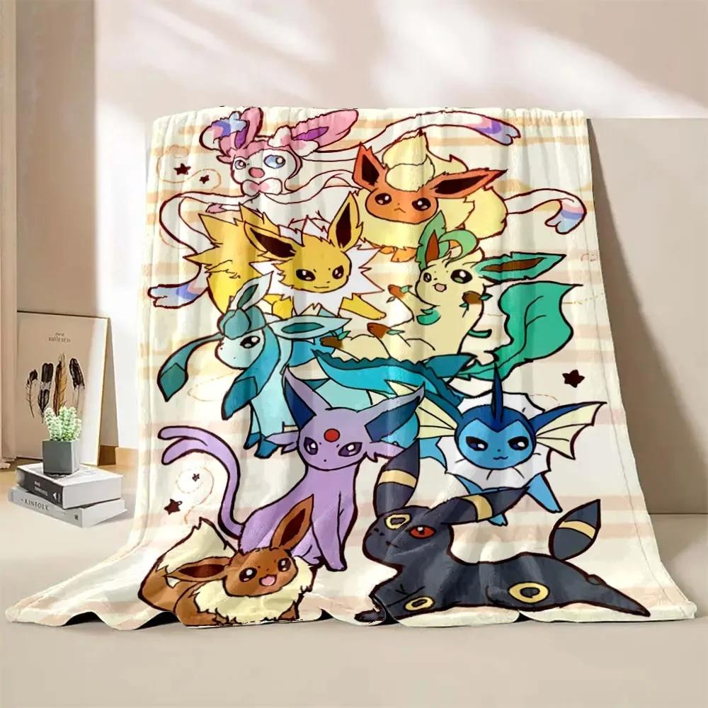 Japanese Style Blanket Pokemon Flannel Throw Home Sofa Lunch Break Blankets Cartoon Eevee Anime Figures Kids Children Student