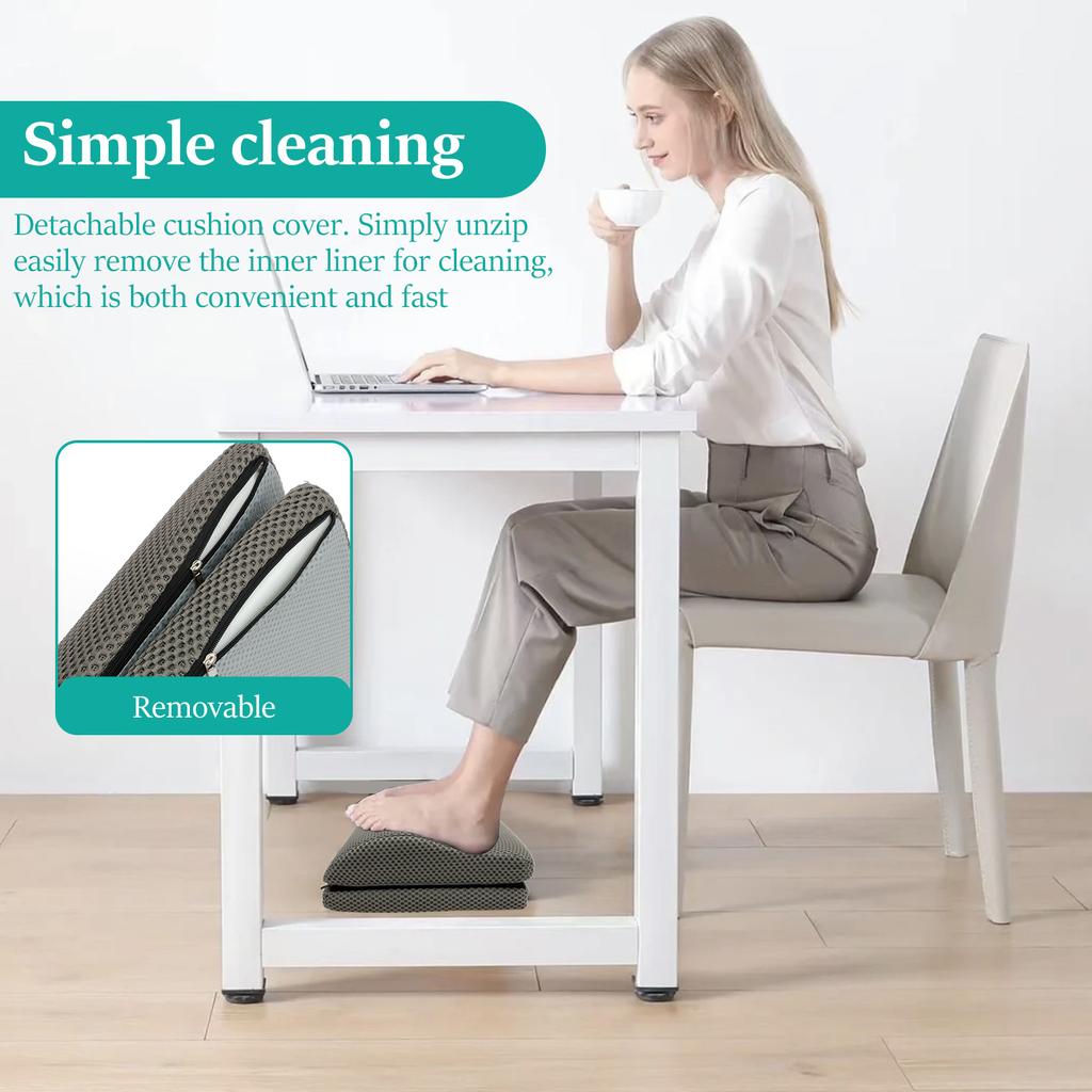 Ergonomic Foot Pillow Under Desk Premium Foam Core Footstool Mesh Fabric Height Adjustable for Office Lumbar Foot and Leg Pain