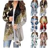 Женская модная повседневная куртка-кардиган средней длины с цветочным принтом, пальто