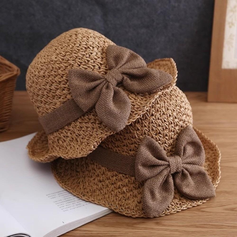 Sunscreen Sunshade Bucket Hat Bowknot Panama Hat Fashion Beach Straw Hat Daily