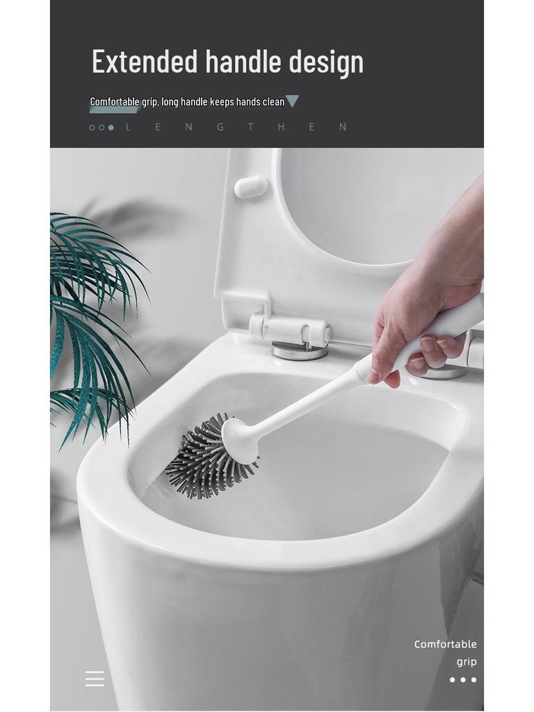 Wall-Mounted Soft Bristle Toilet Brush with Long Handle for Dead Corner Cleaning