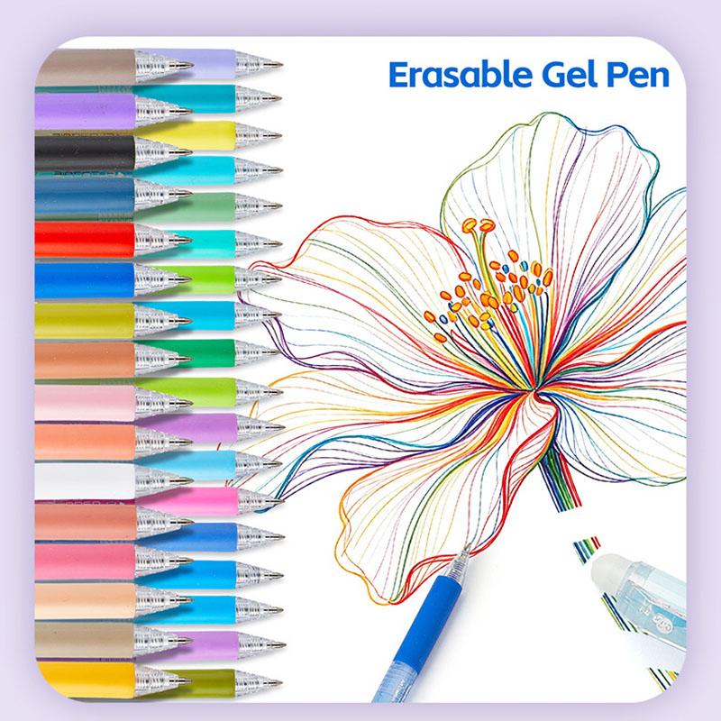 Erasable Gel Pen - Erasable student coloring pen - Retractable, retractable, push-button DIY journaling pen - Quick-drying neutral pen